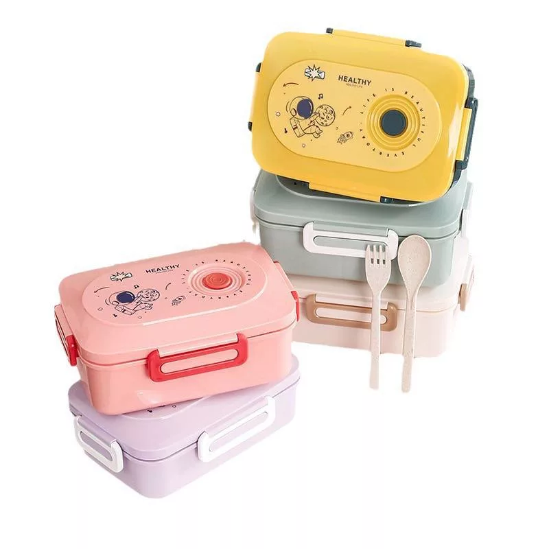 ظرف غذا طرح فضانورد مدل Healthy به همراه قاشق و چنگال