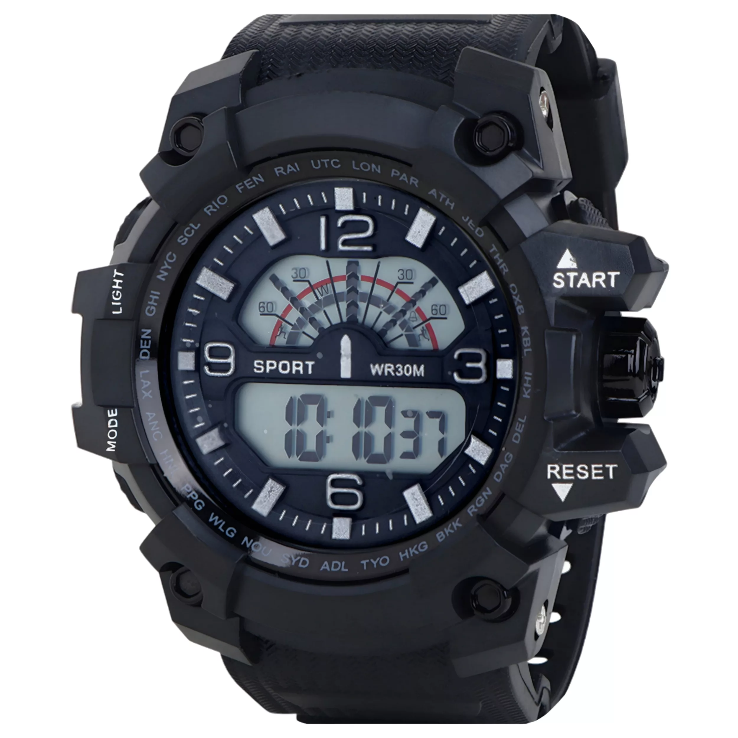 ساعت مچی دیجیتال مردانه مدل اسپرت تک زمانه کرنوگراف بند پیو کد ۵