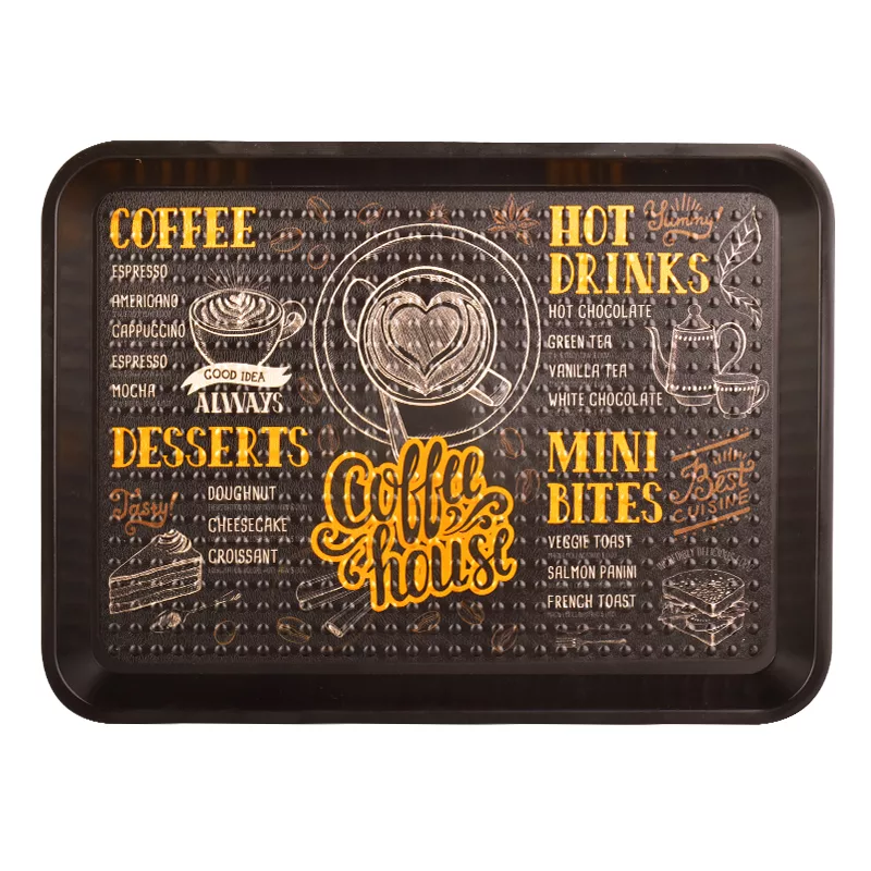 سینی بدون دسته طرح Hot Drinks سایز 26*20 سانتی متر