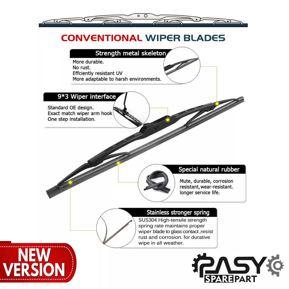 تیغه برف پاک‌کن پاسیکو مدل METAL WIPER مناسب برای پژو 207 بسته 2 عددی