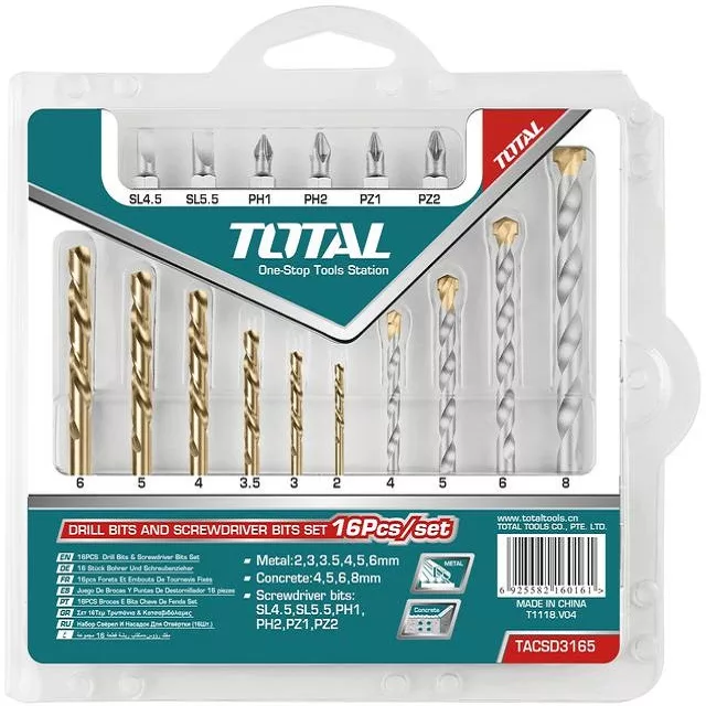 مته آھن  توتال مدل TACSD3165 بسته 16 عددی