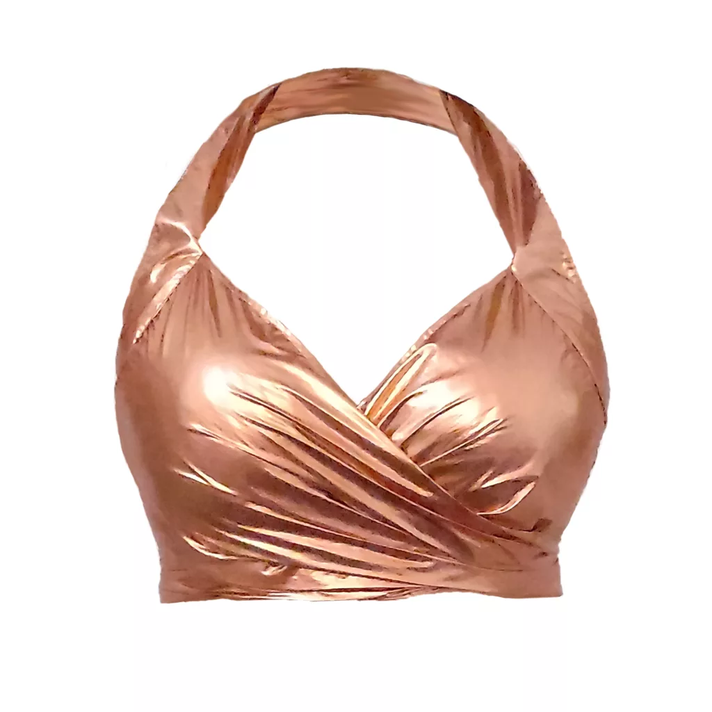 کراپ‌تاپ زنانه مدل ضربدری کد Rosee_CrossMetallic