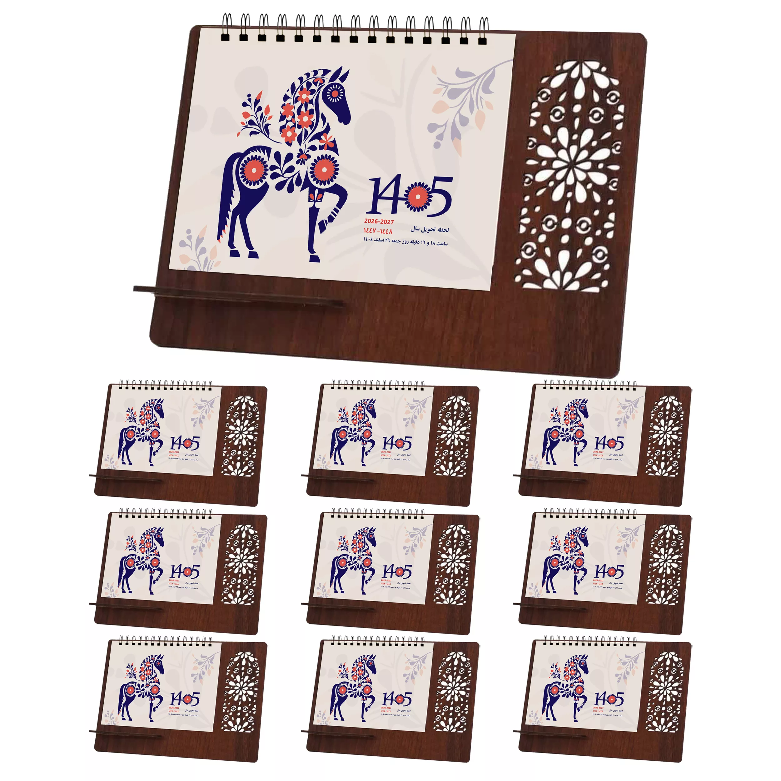 تقویم رومیزی سال 1405 مدل گلبرگ طرح اسب بسته 10 عددی تقویم رومیزی سال 1405 مدل گلبرگ طرح اسب بسته 10 عددی