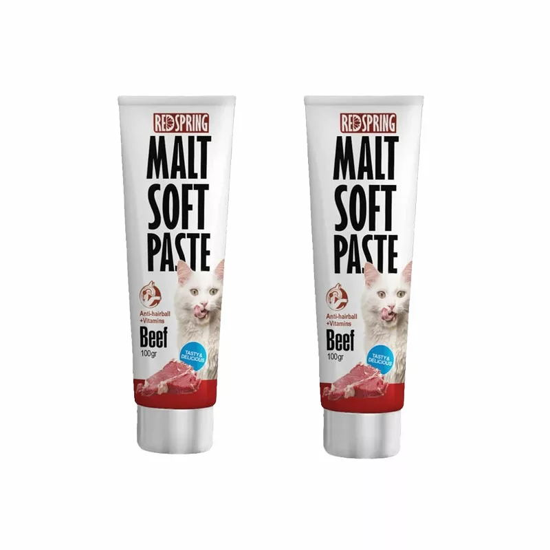 خمیر مالت گربه رداسپرینگ مدل Malt Soft Paste Beef طعم گوشت گوساله بسته 2 عددی