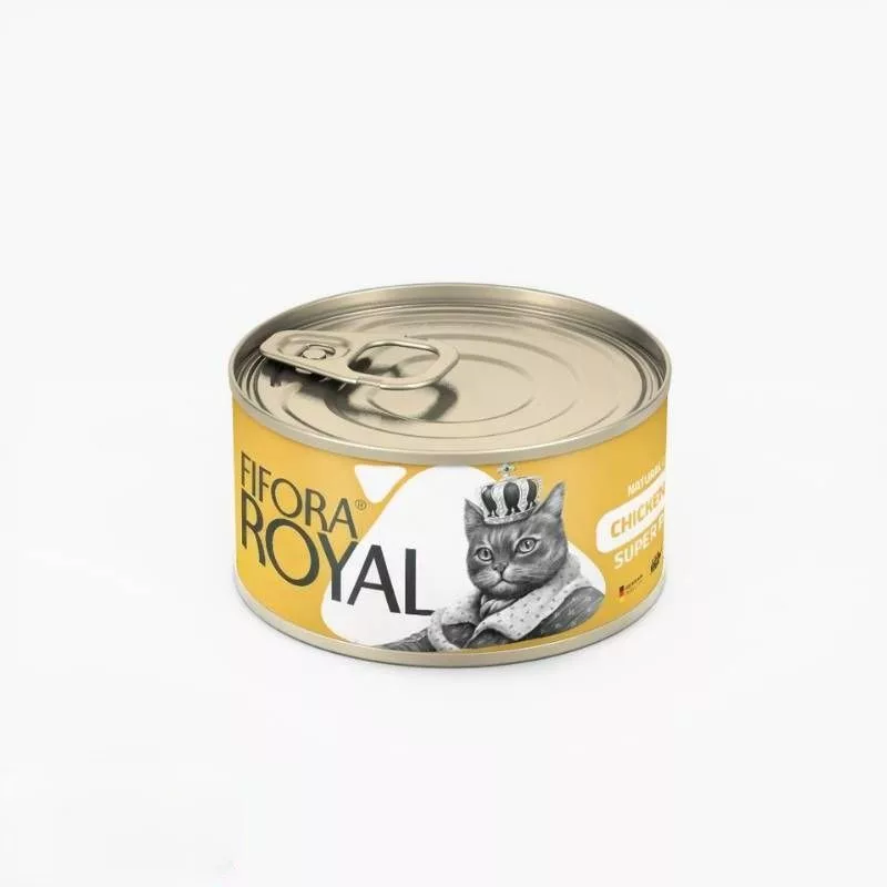 کنسرو غذای گربه بالغ فیفورا مدل Royal طعم مرغ وزن 120 گرم