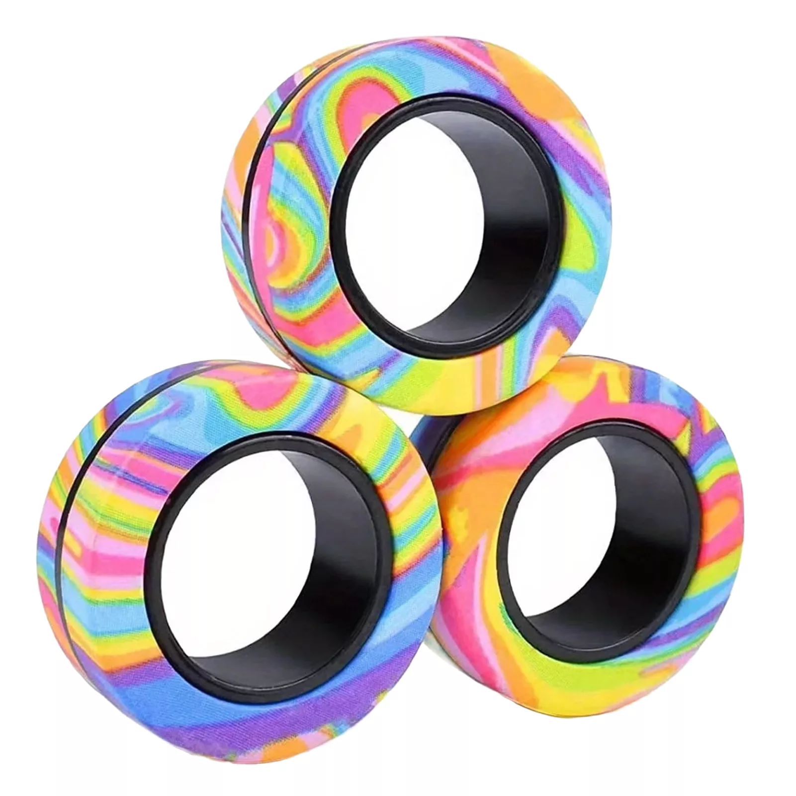 فیجت ضد استرس ریلایف مدل 100 Magnetic Ring طرح حلقه های مغناطیسی بسته ۳ عددی