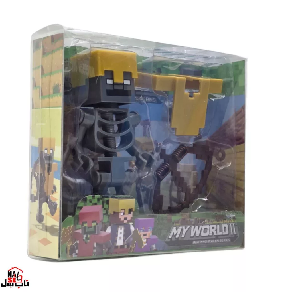 فیگور ناب سل مدل ماینکرافت همراه با ابزار جنگ طرح MY WORLD کد MA002 ارتفاع 9 سانتی متر
