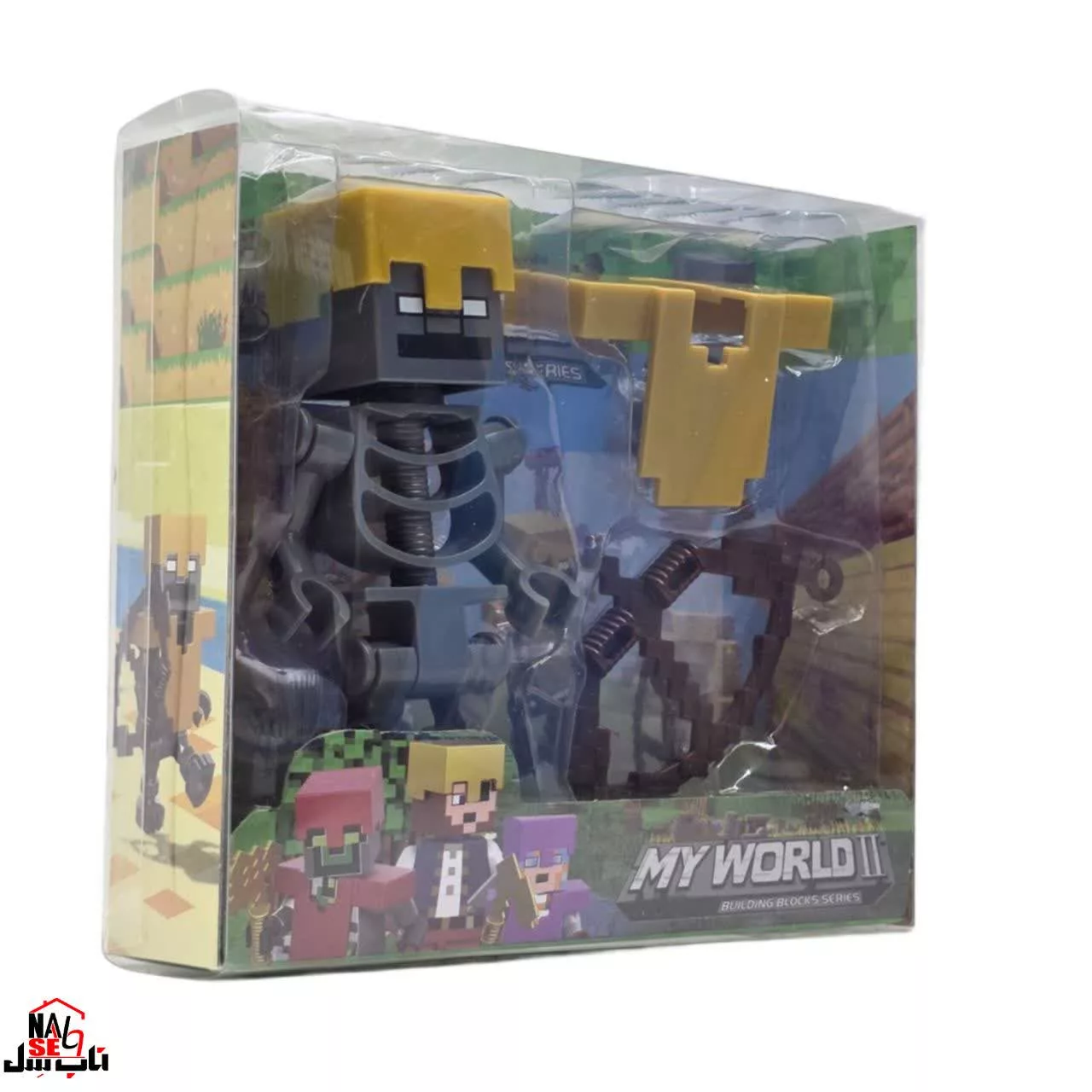 فیگور ناب سل مدل ماینکرافت همراه با ابزار جنگ طرح MY WORLD کد MA002 ارتفاع 9 سانتی متر