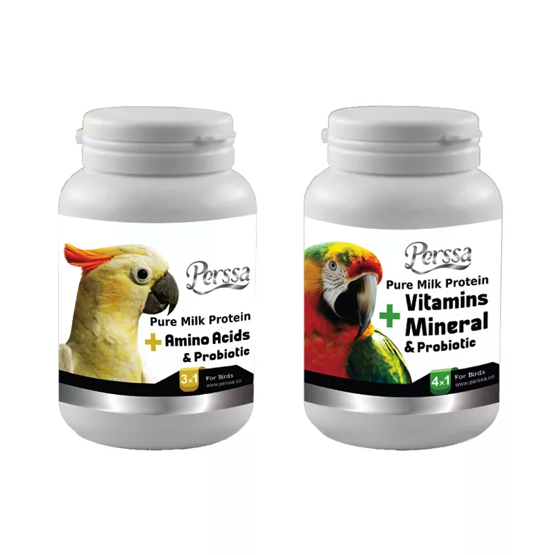 پودر مولتی و آمینو اسید پرندگان پرسا مدل Pack1 وزن 200 گرم بسته 2 عددی