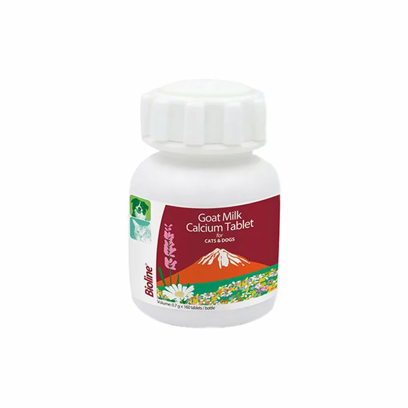 مکمل کلسیم سگ و گربه بایولاین مدل Goat Milk بسته 160 عددی