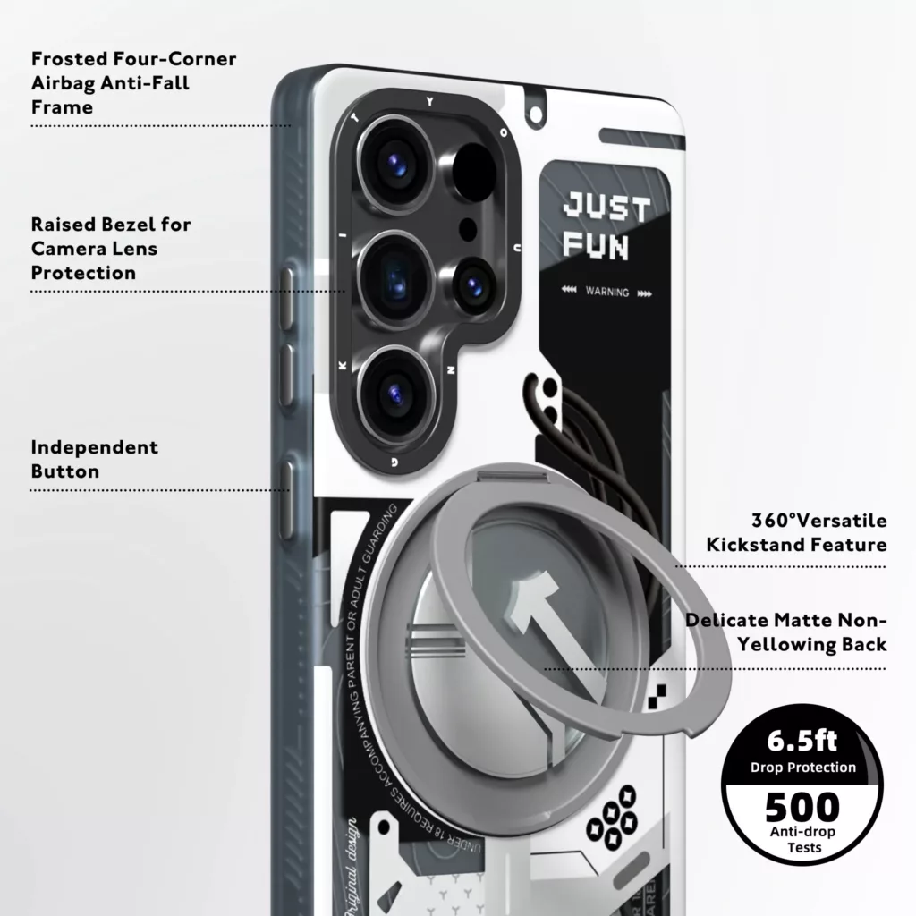 کاور یانگ کیت مدل 01-Cyberpunk 360° Spin Magnetic Stand Case مناسب برای گوشی موبایل سامسونگ Galaxy S25 Ultra