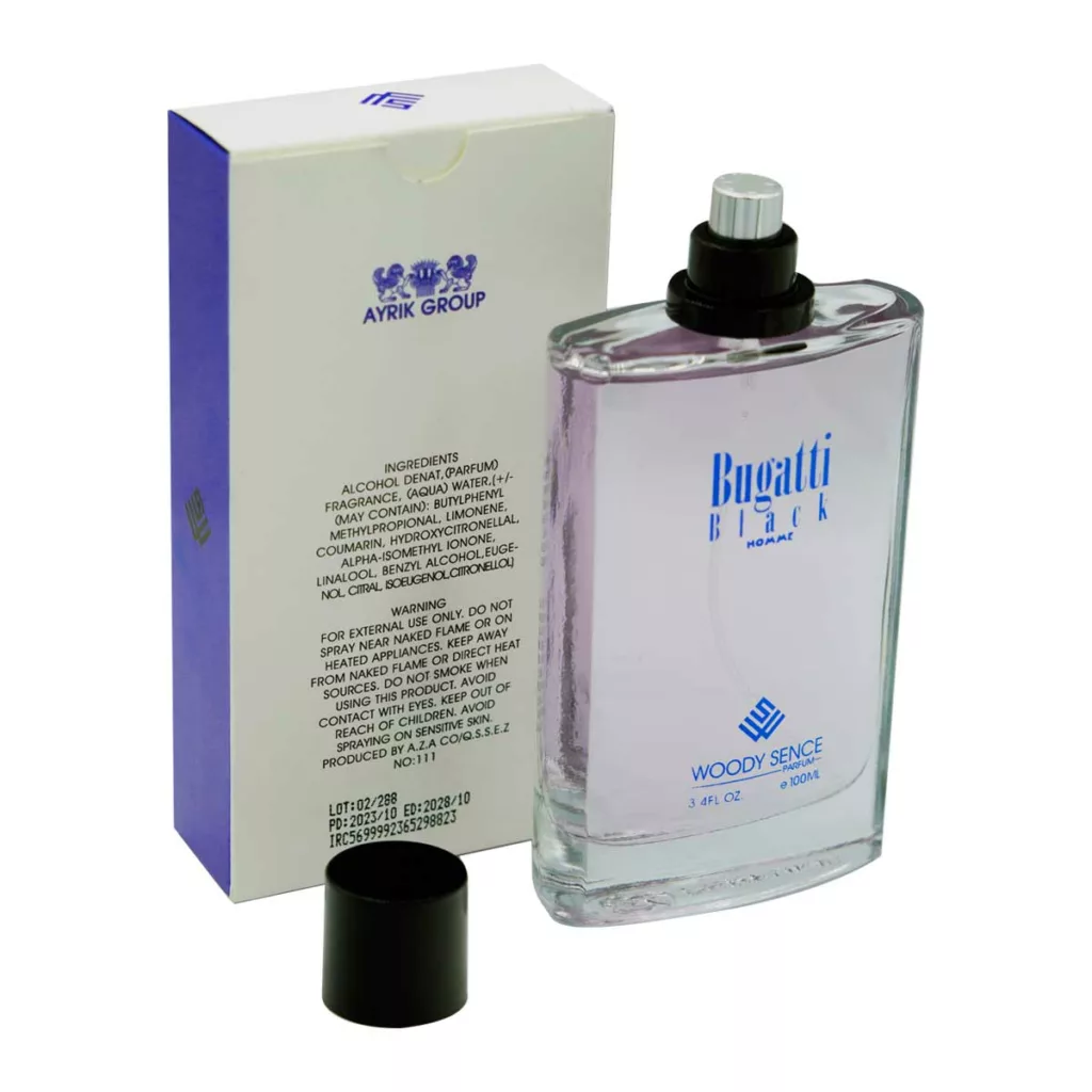 ادو پرفیوم مردانه وودی سنس مدل Bugatti Black حجم 100 میلی لیتر