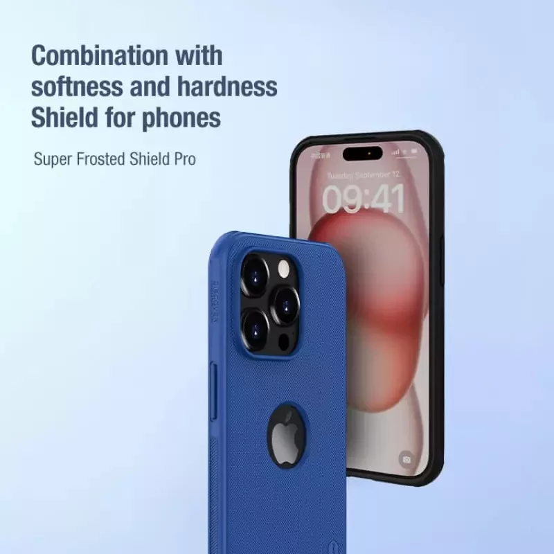 کاور نیلکین مدل  Frosted Shield Pro LogoCut مناسب برای گوشی موبایل اپل IPhone 15 Pro