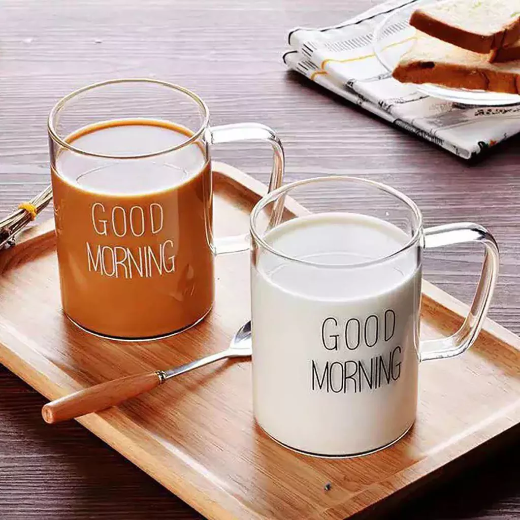 ماگ مدل شیشه ای طرح good morning