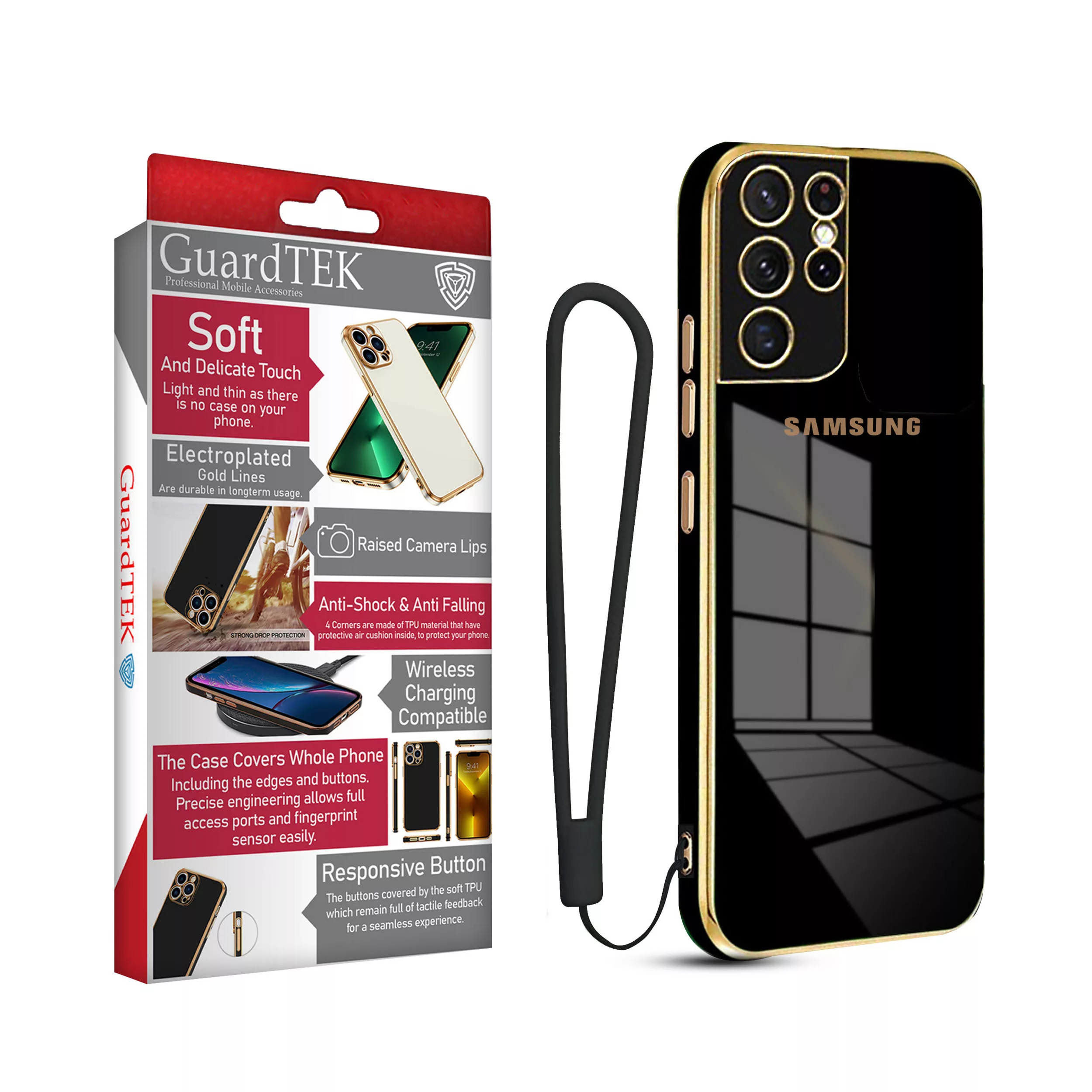 کاور گاردتک اساک مدل My Case Strap مناسب برای گوشی موبایل سامسونگ Galaxy S21 Ultra به همراه بندآویز