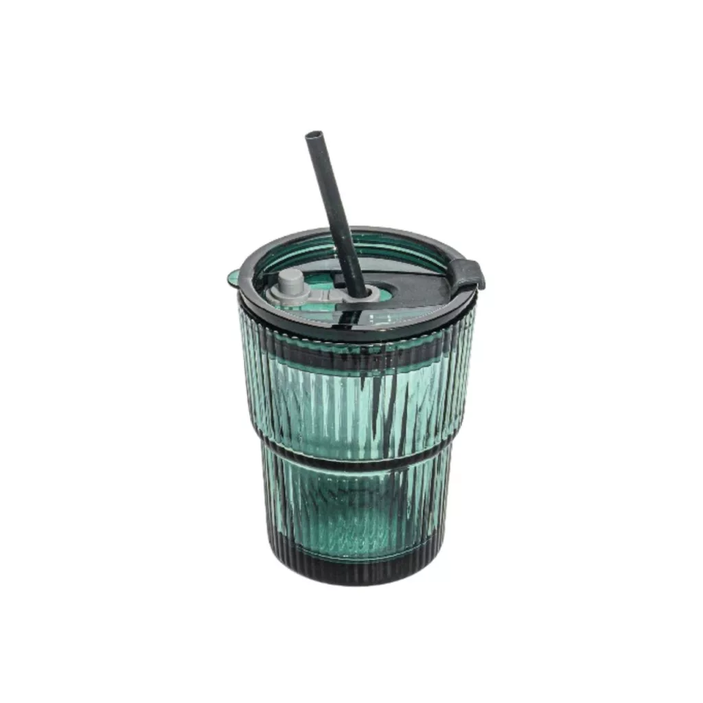 ماگ طرح شیاردار مدل Glas2_6 به همراه نی
