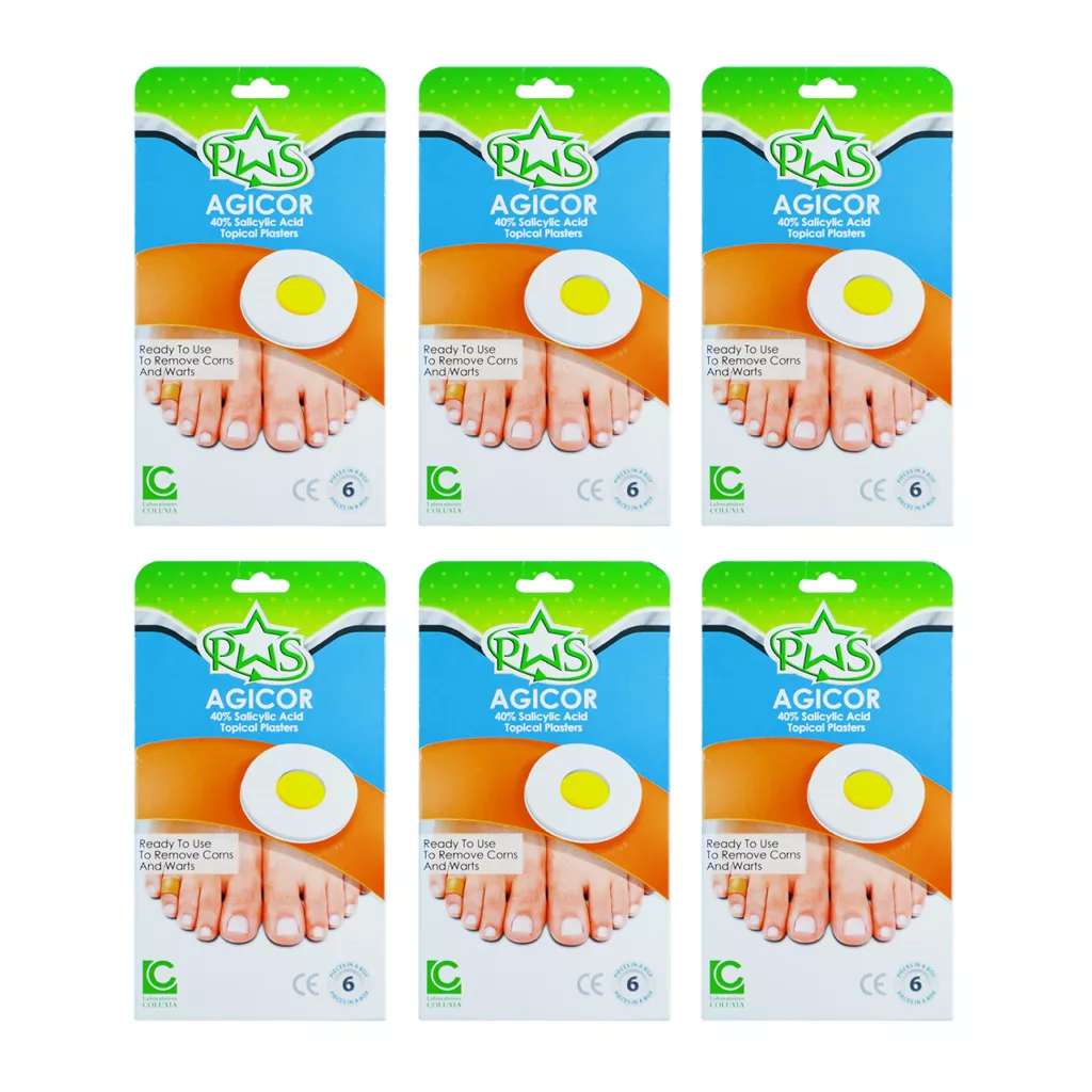 چسب ضد میخچه و زگیل آجیکور مدل 40% Salicylic Acid مجموعه ۶ عددی