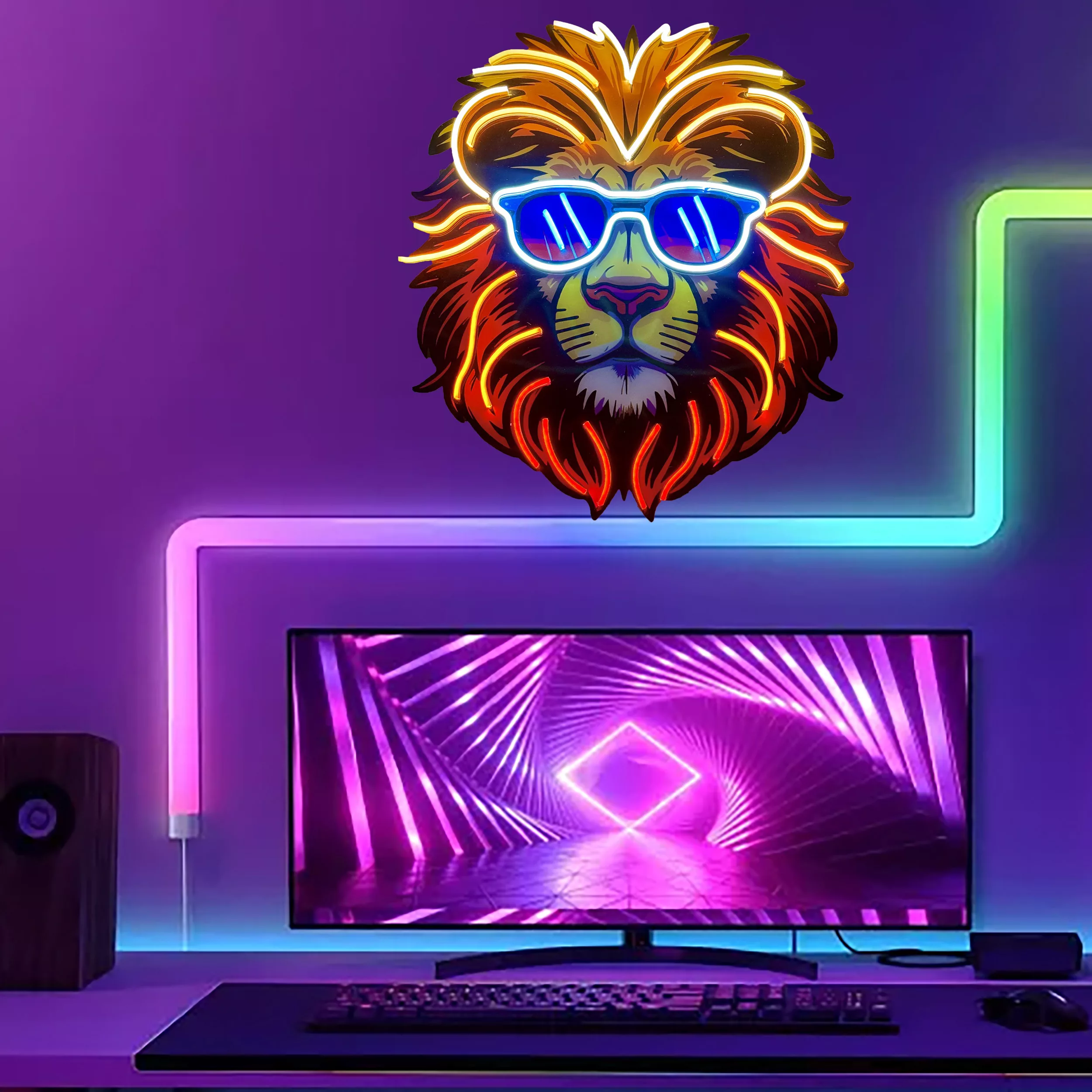 چراغ نئونی طرح شیر چاپ uv