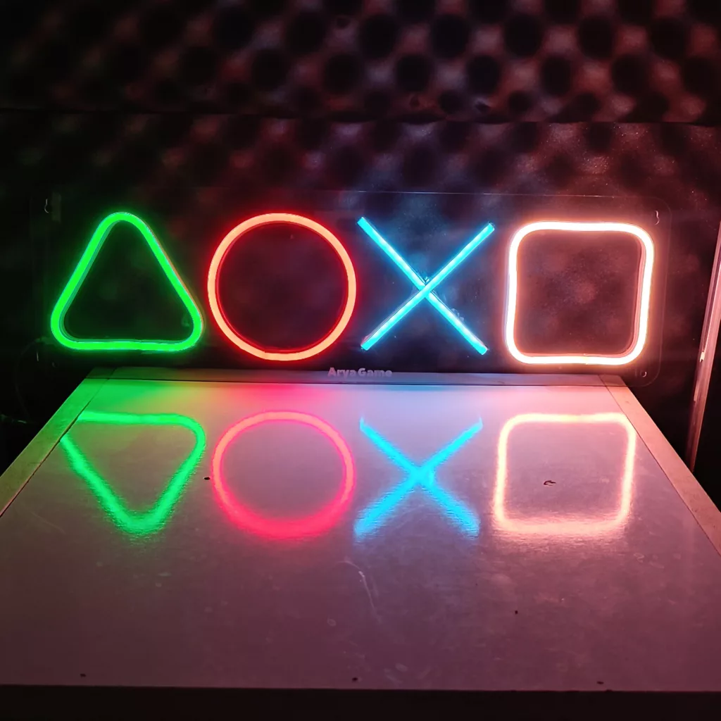 چراغ نئونی طرح آیکون دسته پلی استیشن کد PS45X15