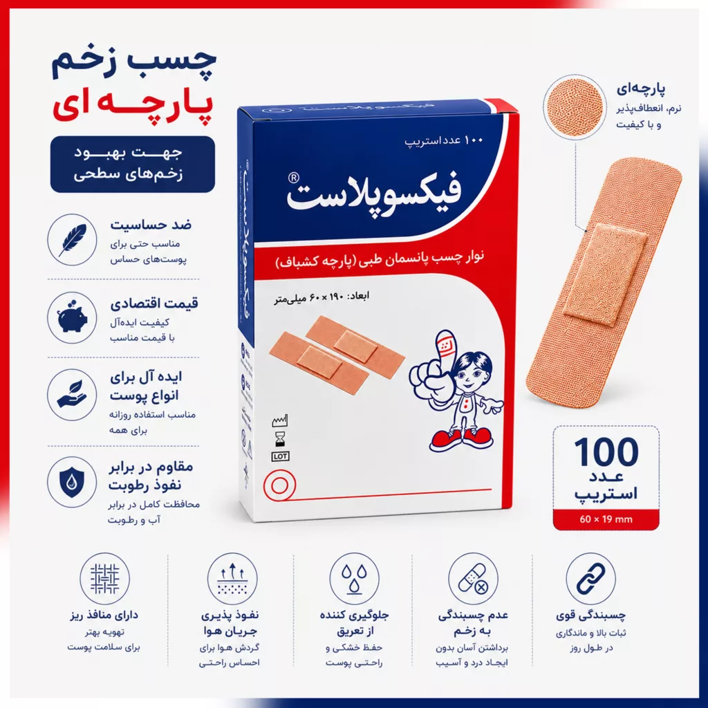 چسب زخم فیکسوپلاست مدل Adhesive ده بسته 100 عددی
