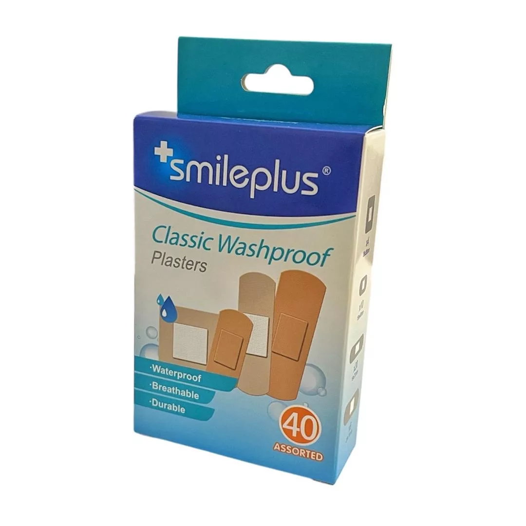 چسب زخم اسمایل پلاس مدل WASHPROOF MIX کد 6303 بسته 40 عددی چسب زخم اسمایل پلاس مدل WASHPROOF MIX کد 6303 بسته 40 عددی