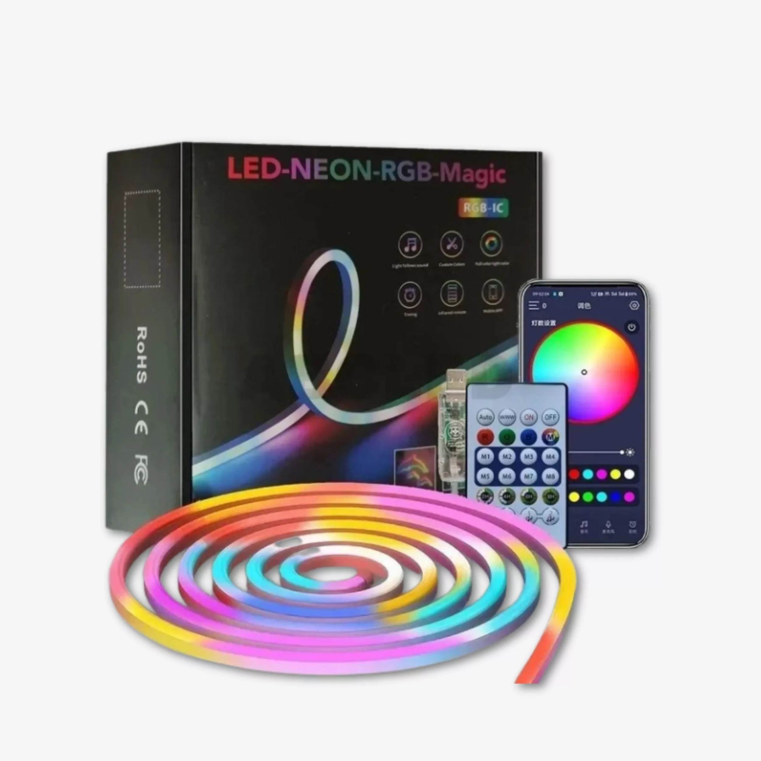 ریسه نئون فلکسی مدل LED-NEON-RGB-IC برنامه پذیر 5 متری ریسه نئون فلکسی مدل LED-NEON-RGB-IC برنامه پذیر 5 متری